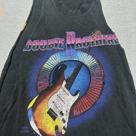 Vintage 90s tank top t shirt doobie brothers chopped distressed muscle gym large - Picture 7 of 13